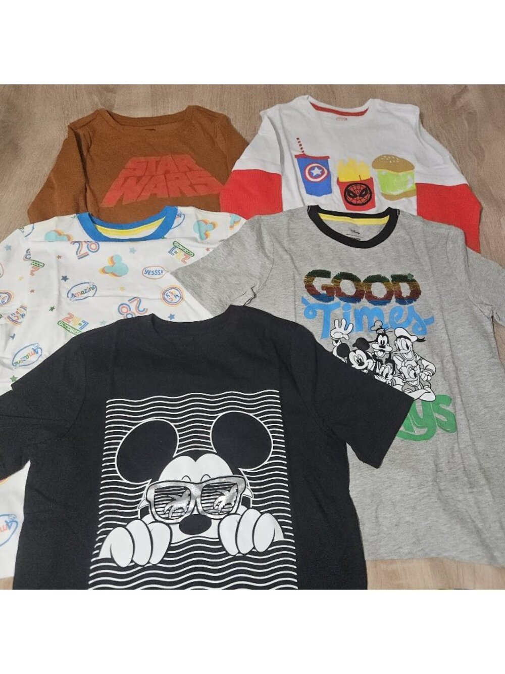 Boys Size 6-7 Disney Mickey Mouse Star Wars Marvel Tshirts Nwot School